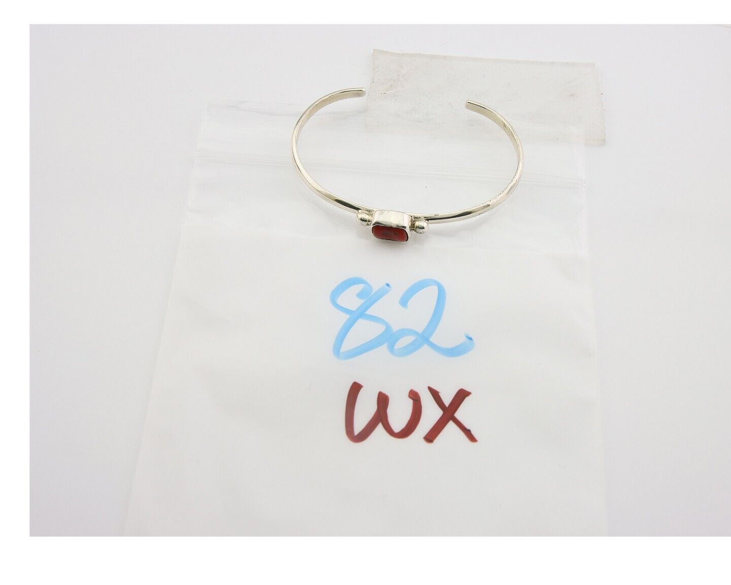 Navajo Bracelet .925 Silver Natural Red Coral Cuff Native American Artist C.80's