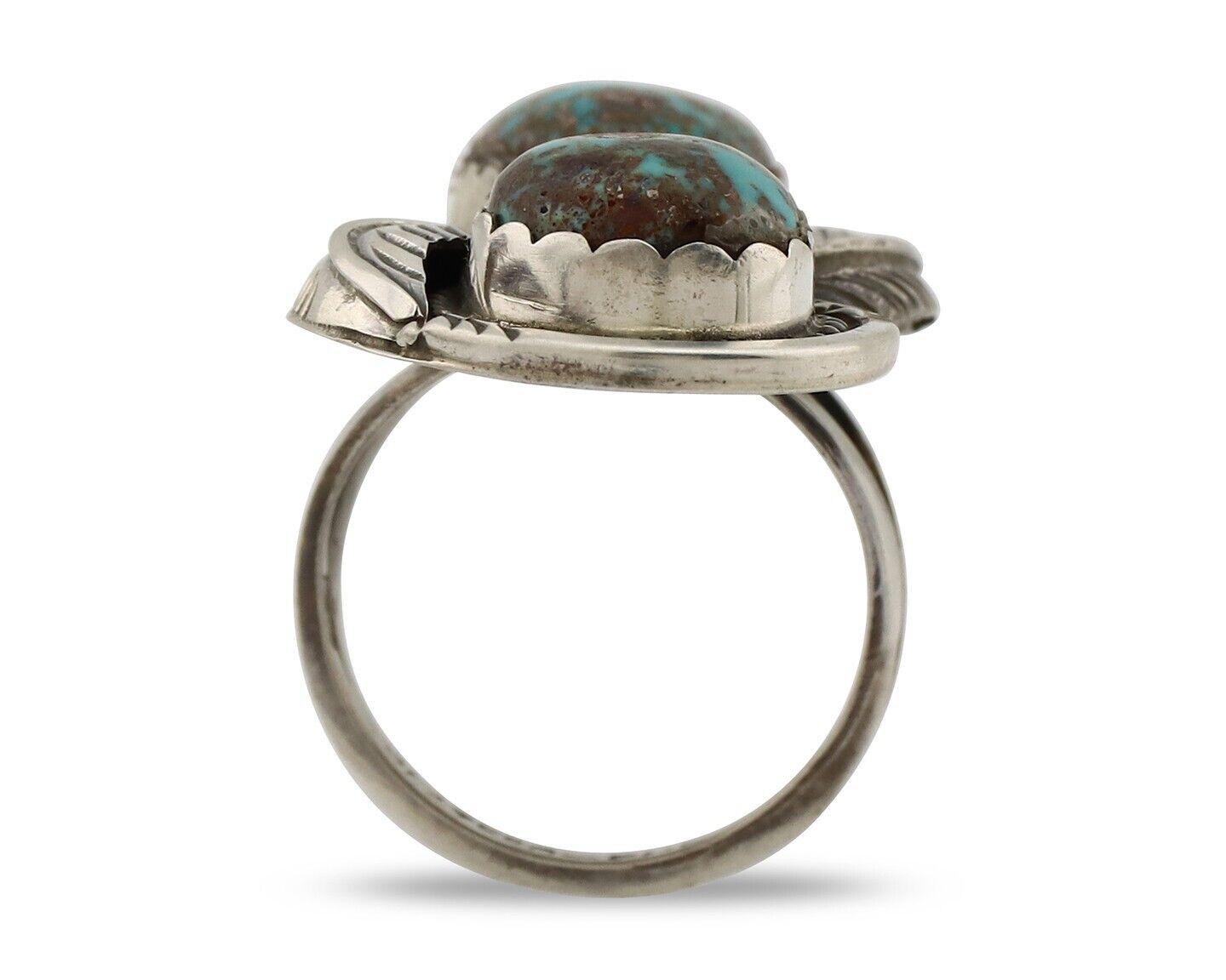 Zuni Ring .925 Silver Natural Blue Turquoise Artist Signed Platoro FNE C.80's