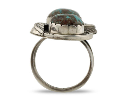 Zuni Ring .925 Silver Natural Blue Turquoise Artist Signed Platoro FNE C.80's