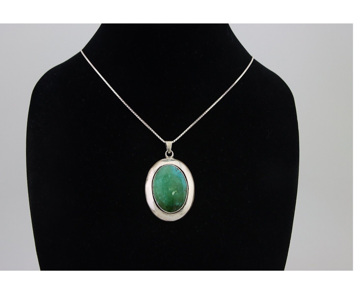 Navajo Necklace 925 Silver Natural Blue Turquoise Native American Artist C.80's