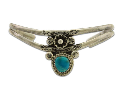 Navajo Cuff Bracelet 925 Silver Turquoise Cuff Native American Artist C.80's