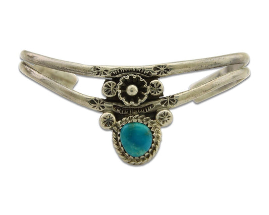 Navajo Cuff Bracelet 925 Silver Turquoise Cuff Native American Artist C.80's