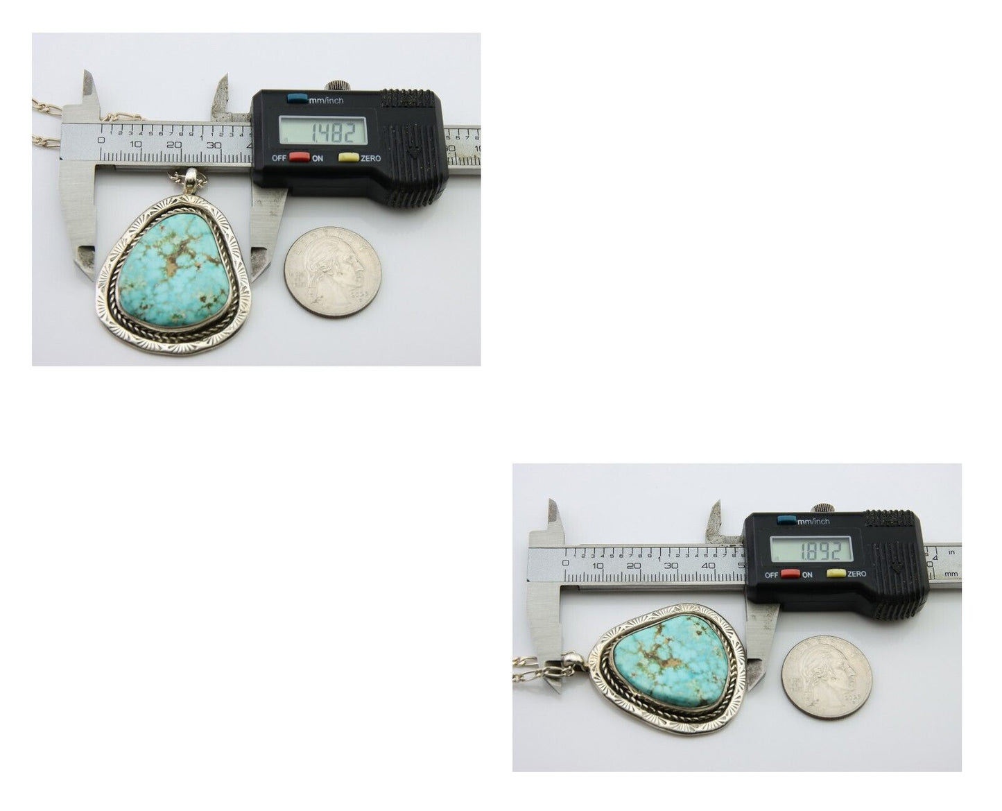 Navajo Necklace 925 Silver Blue Turquoise Artist Signed Fred Guerro C.80's