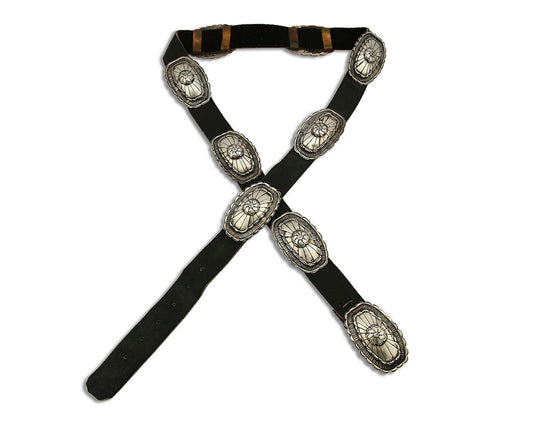 Navajo Concho Belt .925 Silver Handmade Signed Tom Willeto C.1980's