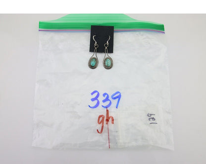 Navajo Dangle Earrings 925 Silver Natural Turquoise Native American Artist C.80s