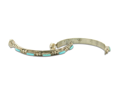 Navajo Hoop Earrings 925 Silver Natural Turquoise Native American Artist C.80's