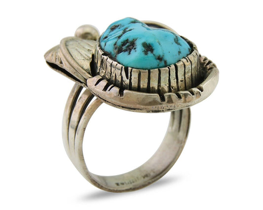 Navajo Ring .925 Sterling Blue Turquoise Artist Signed Martinez C.80's