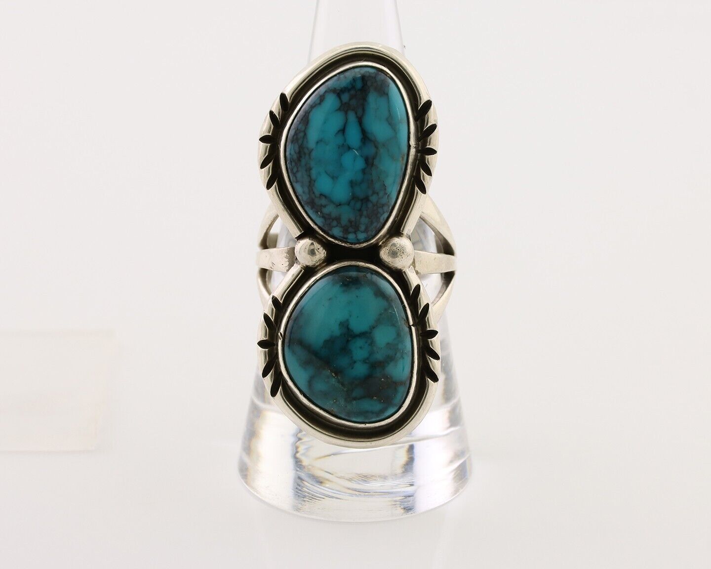 Navajo Handmade Ring 925 Silver Natural Tuquoise Artist Signed RD C.80's