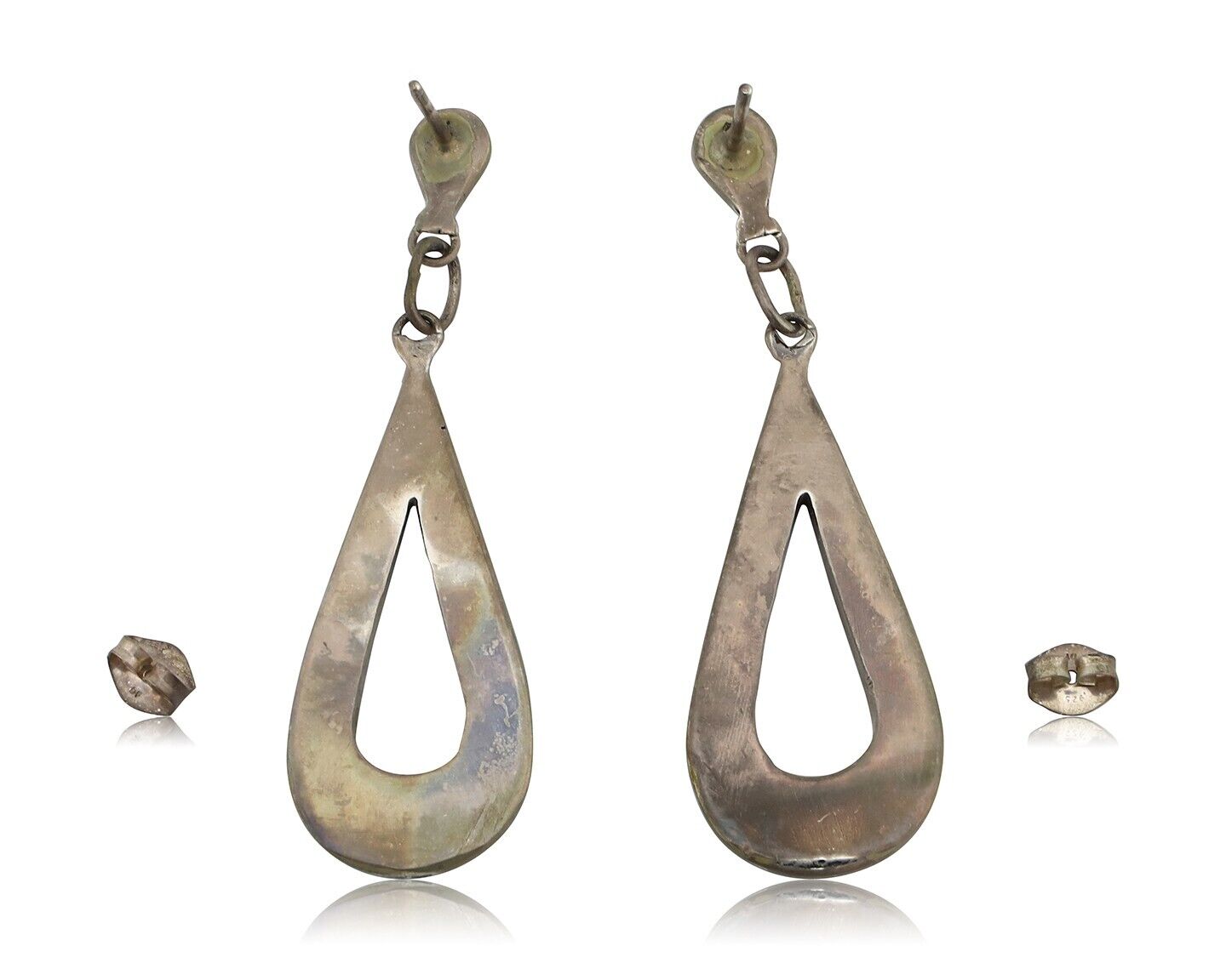 Navajo Handmade Earrings 925 Silver Blue Turquoise Native Artist C.80s