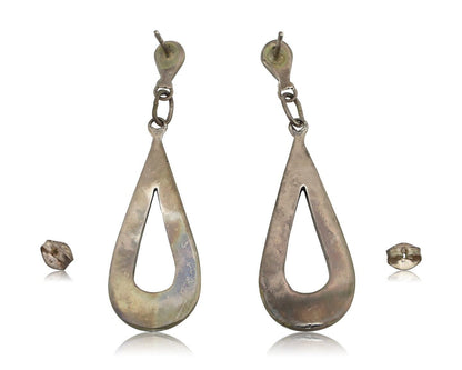 Navajo Handmade Earrings 925 Silver Blue Turquoise Native Artist C.80s