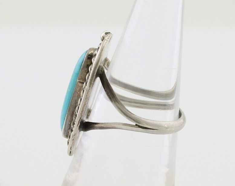 Navajo Handmade Ring 925 Silver Kingman Turquoise Native American Artist C.80's