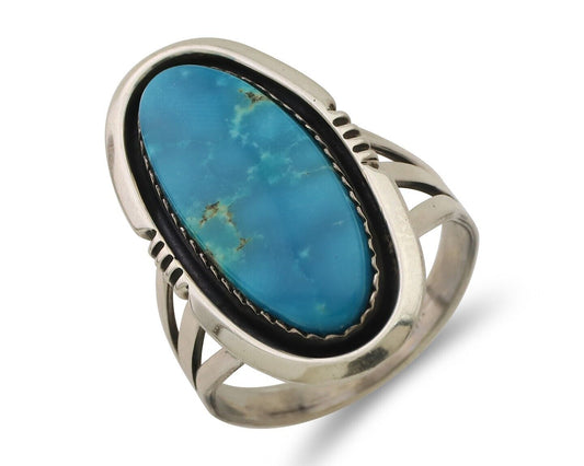 Navajo Ring 925 Silver Natural Blue Turquoise Native American Artist C.80's
