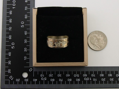 Men Navajo Handmade Ring 925 Silver & Gold Signed C8 C.80's