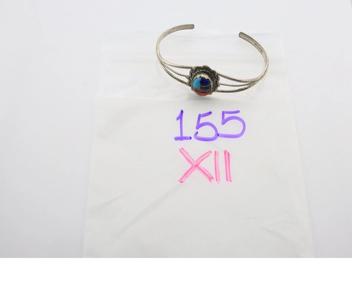 Navajo Cuff Bracelet Sterling Silver Handmade Vintage Gemstone