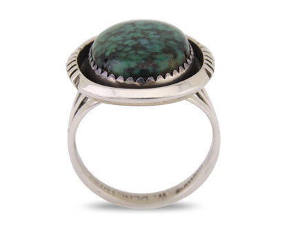 Navajo Ring 925 Silver Green Turquoise Signed William Denetdale C.80's