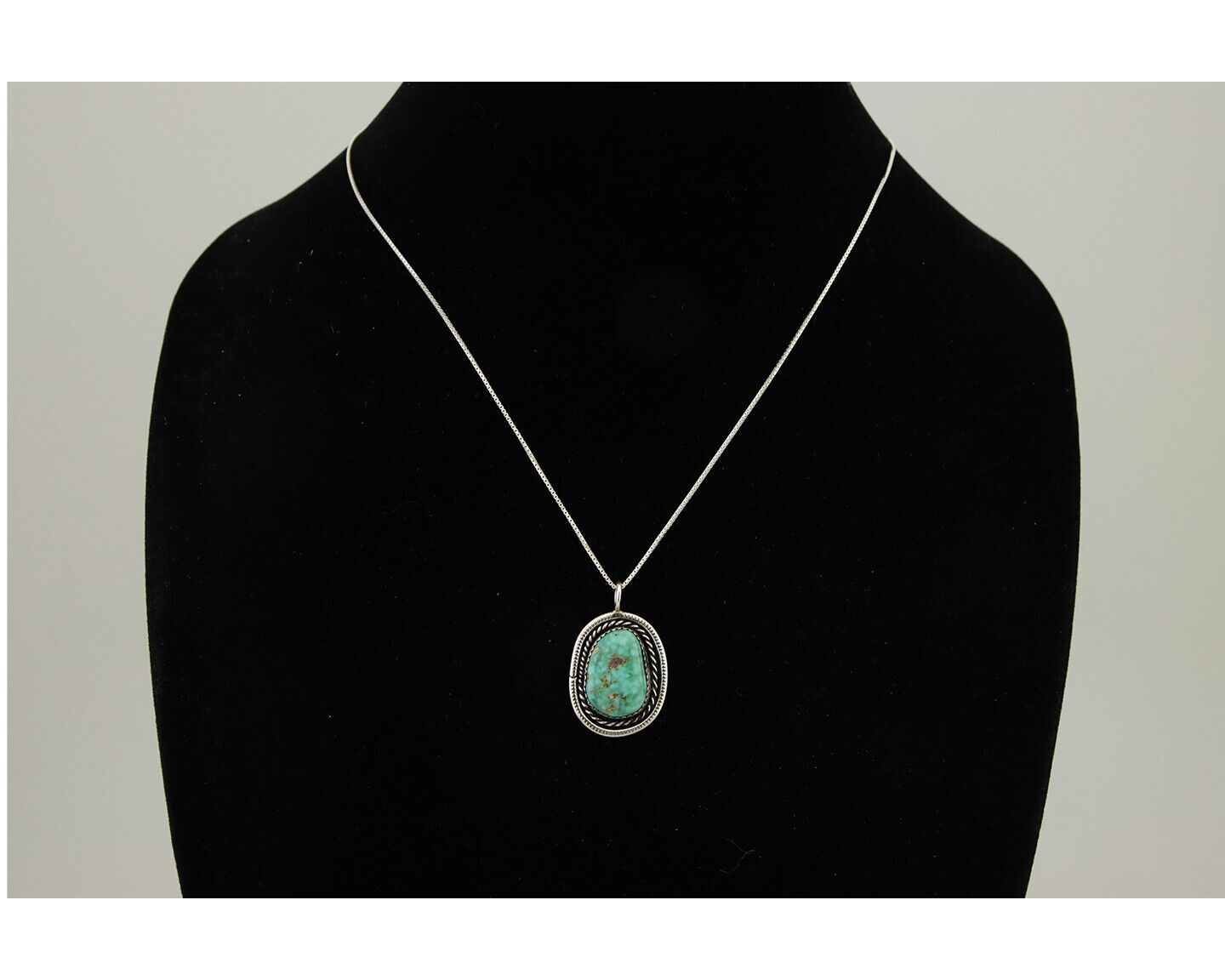 Navajo Necklace 925 Silver Natural Turquoise Native American Artist C.80's