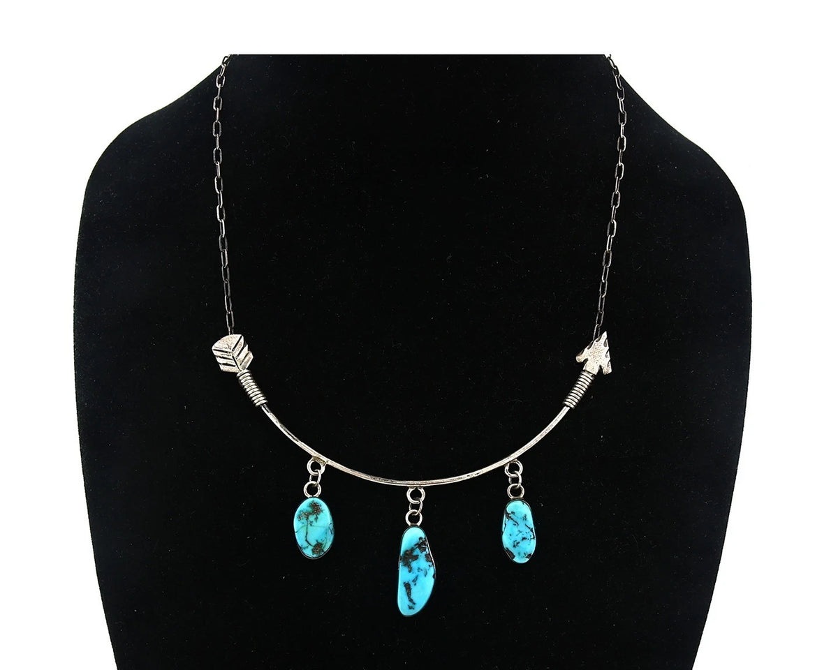 Navajo Necklace Earring Set Sterling Silver Vintage Native Artist Signed G C80s