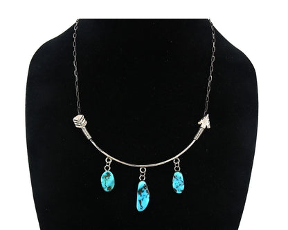 Navajo Necklace Earring Set Sterling Silver Vintage Native Artist Signed G C80s
