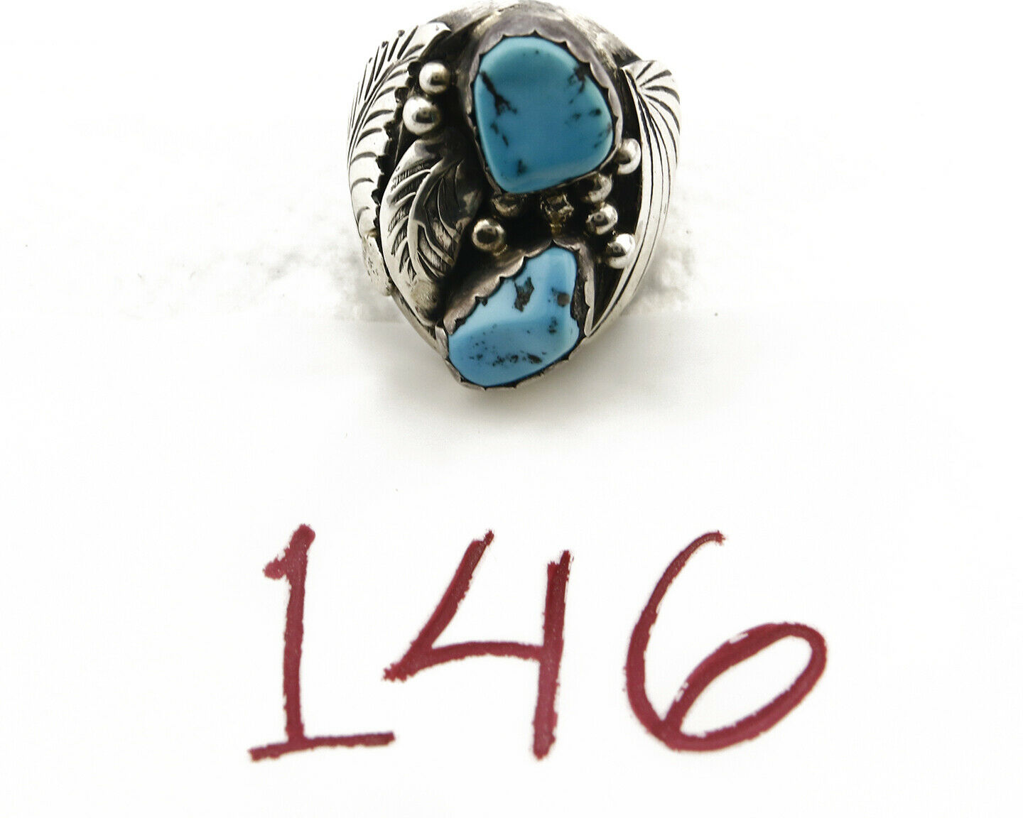 Navajo Ring .925 Silver Handmade Sleeping Beauty Turquoise Native American C.80s
