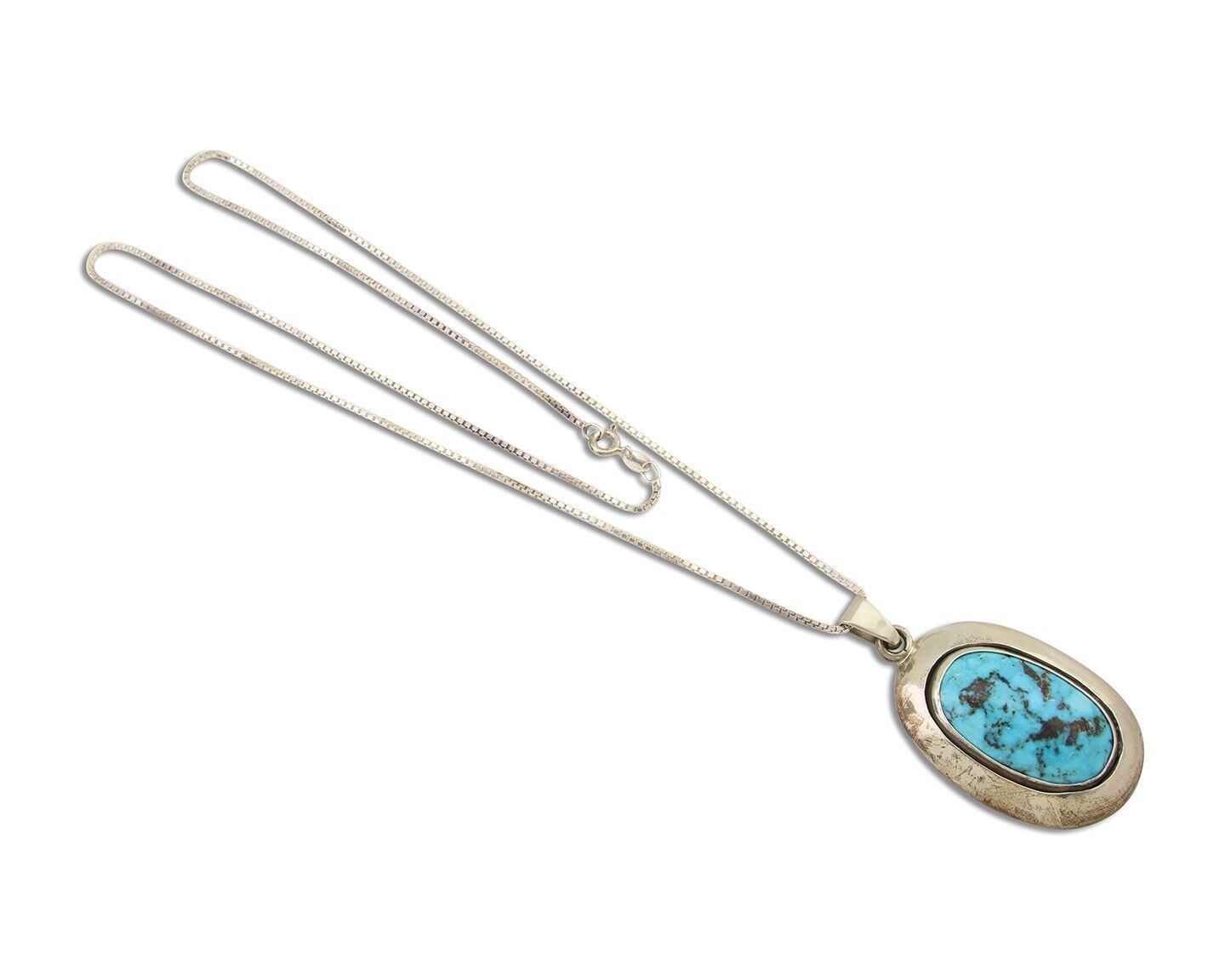 Navajo Necklace 925 Silver Natural Turquoise Artist Signed C Montoya C.80's