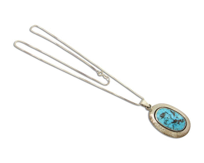 Navajo Necklace 925 Silver Natural Turquoise Artist Signed C Montoya C.80's