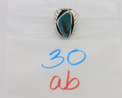 Navajo Ring 925 Silver Kingman Turquoise Native American Artist C.80's