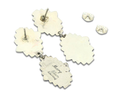 Navajo Earrings Sterling Silver Lapis & Truquoise Vintage Signed Mary Ellen