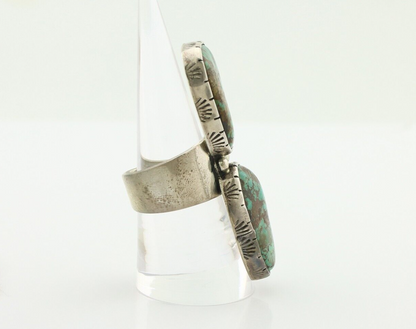 Navajo Ring 925 Silver Natural Green Turquoise Artist Signed M Guerro C.80's