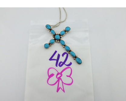 Zuni Necklace 925 Silver Spiderweb Turquoise Native American Artist C.80's