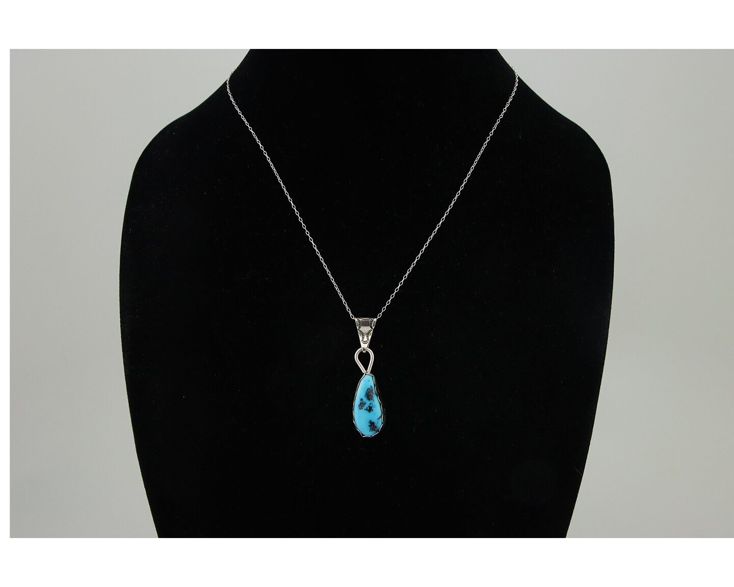 Navajo Necklace 925 Silver Natural Blue Turquoise Artist Tony Guerro C.80's