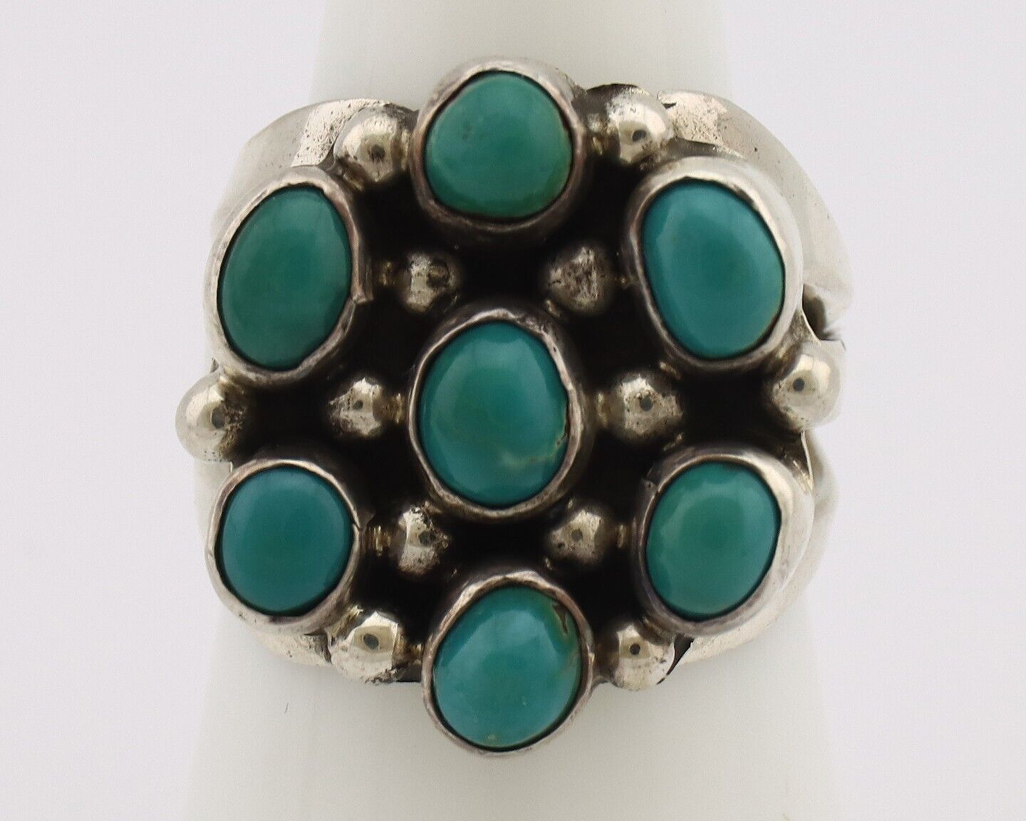 Navajo Ring .925 Silver Natural Blue Turquoise Native American Artist C.80's