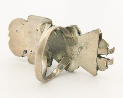 Navajo Kachina Ring Sterling Silver Blue Turquoise Vintage Artist Signed Sz 7.25