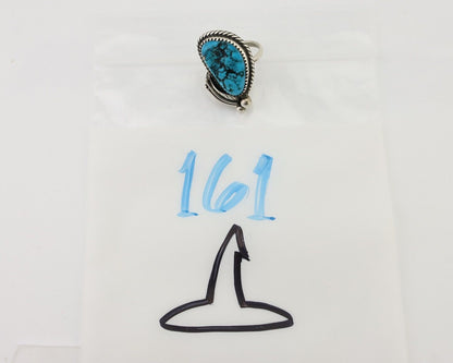 Navajo Ring 925 Silver Natural Blue Turquoise Native American Artist C.80's