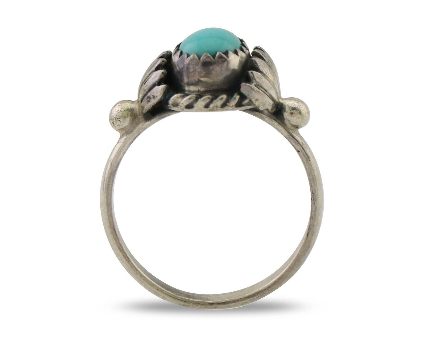 Navajo Ring 925 Silver Kingman Turquoise Native American Artist Made In 1985