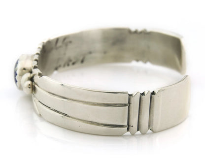 Navajo Cuff Bracelet Sterling Silver Natural Lapis Signed Gene Nataan Vintage