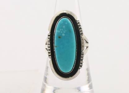 Navajo Ring 925 Silver Blue Turquoise Artist Signed William Denetdale C.80's