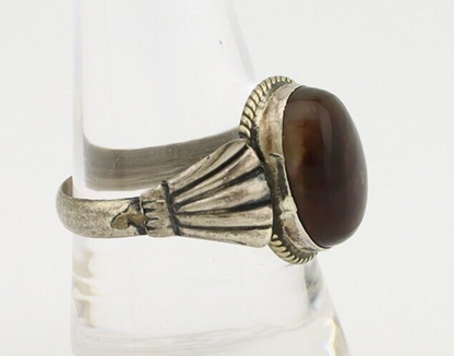 Navajo Handmade Ring 925 Silver Natural High Grade Fire Opal Native Artist C.80s