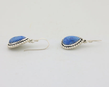 Navajo Earrings 925 Silver Blue Denim Lapis Artist Signed First Eagle C.80's