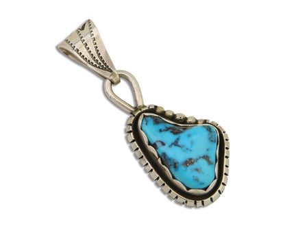 Navajo Sleeping Beauty Turquoise Pendant 925 Silver Signed Tony Guerro C.80's