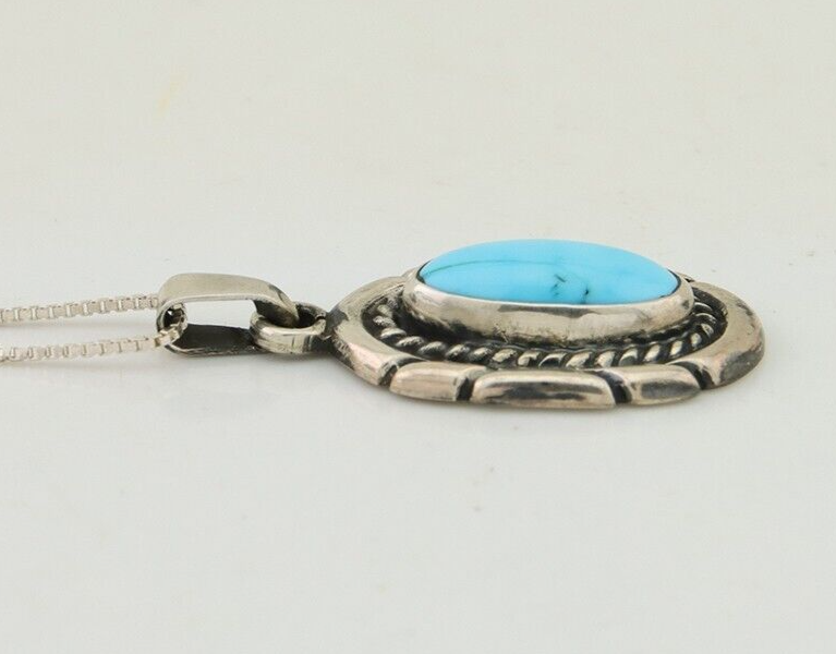 Navajo Necklace 925 Silver Natural Turquoise Artist M Montoya C.80's
