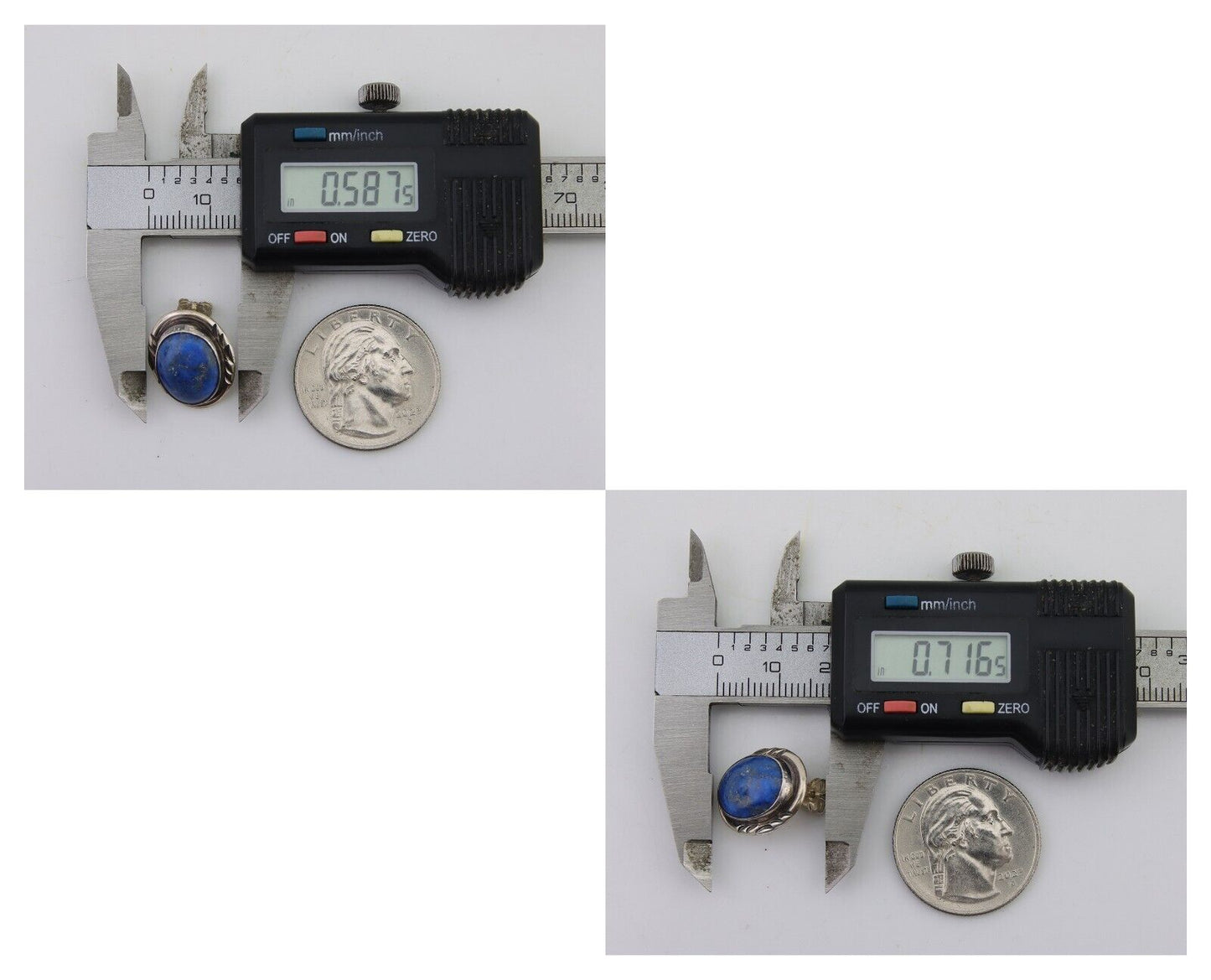 Navajo Paw Earrings 925 Silver Blue Denim Lapis Native American Artist C.80's