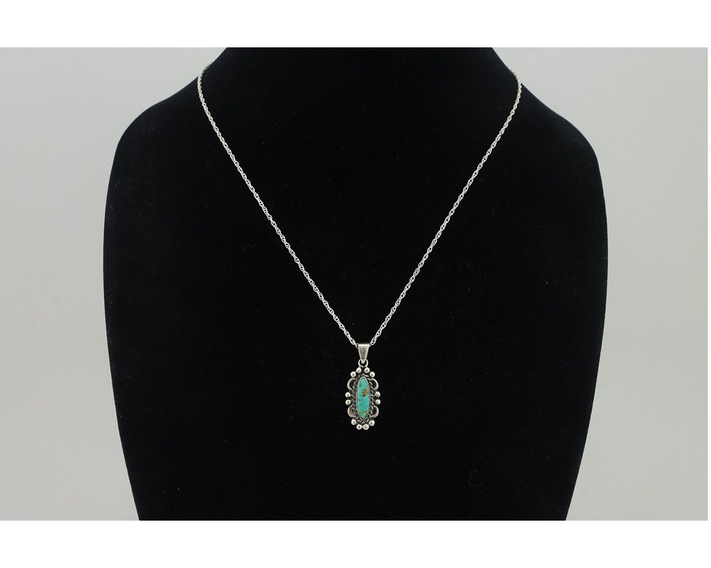Navajo Necklace 925 Silver Natural Turquoise Native American Artist C.80's