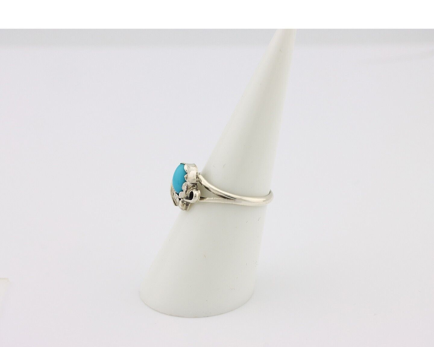 Navajo Ring .925 Silver Sleeping Beauty Turquoise Native American Artist C.80's