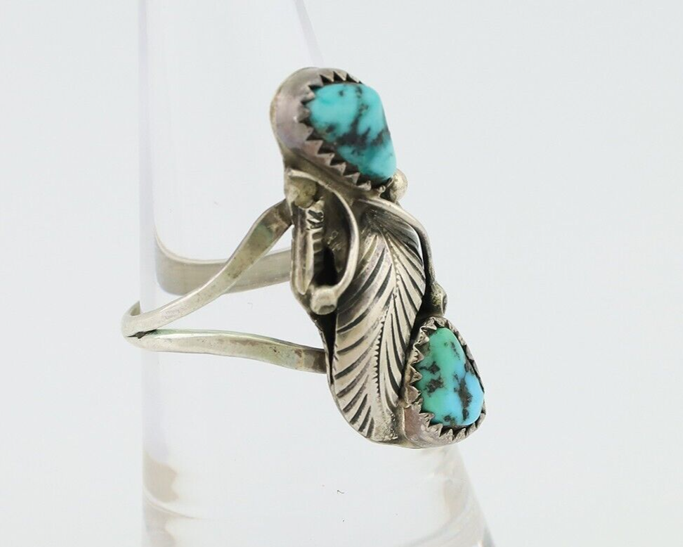 Navajo Handmade Ring 925 Silver Kingman Turquoise Native American Artist C.80's