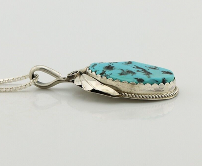 Navajo Necklace Pendant 925 Silver Turquoise Signed Justin Morris C80s
