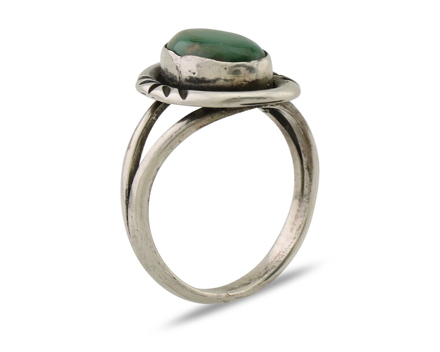 Navajo Ring 925 Silver Kingman Turquoise Native American Artist C.80's