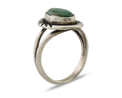 Navajo Ring 925 Silver Kingman Turquoise Native American Artist C.80's