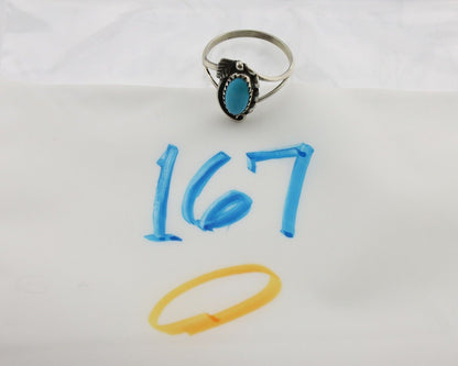 Navajo Ring 925 Silver Sleeping Beauty Turquoise Signed SkyStone Creations C80s