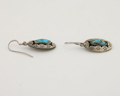 Navajo Dangle Earrings 925 Silver Natural Blue Turquoise Artist IJC C.80's