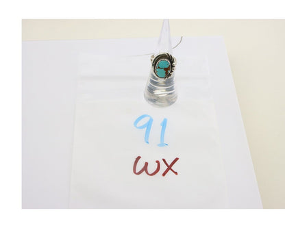 Navajo Ring 925 Sterling Natural Blue Turquoise Native Artist C.80's Size 5.2